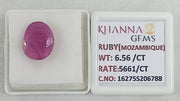 6.56/CT Natural Ruby Stone with Govt. Lab Certificate-16275S206788